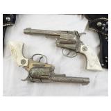 Hubley Diecast Cap Gun Toy Pistols with Double Holster Belt Set