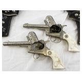 Hubley Diecast Cap Gun Toy Pistols with Double Holster Belt Set