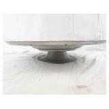 Vintage Silver Tone Metal Pedestal Cake Plate with Floral Engraving