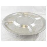 Vintage Divided Metal Serving Tray with Floral Engraving