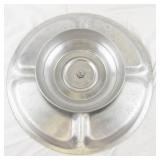 Vintage Divided Metal Serving Tray with Floral Engraving