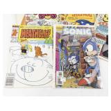 Vintage Comic Book and Magazine Collection including Sonic the Hedgehog, Heathcliff, MAD, and More