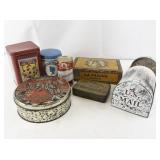Collection of 7 Vintage Decorative Tins and Metal Mailbox