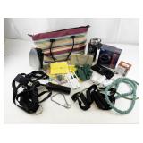 Household and Fitness Miscellaneous Lot with Tote, Exercise Bands, Iron, Gadgets and Accessories