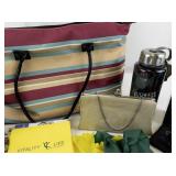 Household and Fitness Miscellaneous Lot with Tote, Exercise Bands, Iron, Gadgets and Accessories