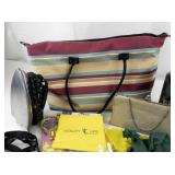 Household and Fitness Miscellaneous Lot with Tote, Exercise Bands, Iron, Gadgets and Accessories