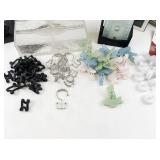 Miscellaneous Household Decor and Utility Lot with Candle Holders, Frames, Clips, and More