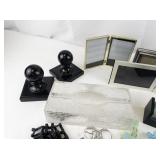 Miscellaneous Household Decor and Utility Lot with Candle Holders, Frames, Clips, and More