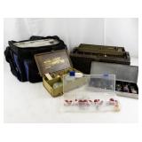Fishing Tackle Box Collection with Lures, Bobbers, and Storage Cases