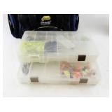 Fishing Tackle Box Collection with Lures, Bobbers, and Storage Cases