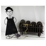 Metal Garden Decor Lot with Garden Border Edging and Whimsical Figure