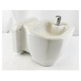 Wall-Mounted Ceramic Drinking Fountain with Metal Spout