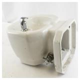 Wall-Mounted Ceramic Drinking Fountain with Metal Spout