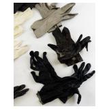 Collection of 10 Vintage Ladies Gloves Assorted Materials and Colors