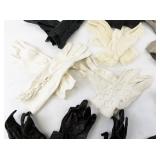 Collection of 10 Vintage Ladies Gloves Assorted Materials and Colors