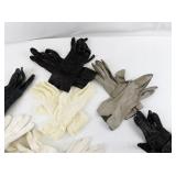 Collection of 10 Vintage Ladies Gloves Assorted Materials and Colors