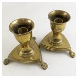 Collection of 6 Baldwin Brass and Silver-Plate Candlesticks with Original Box