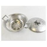 Everlast Metal Hand-Forged Hammered Aluminum Covered Bowl with Floral Design