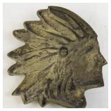 Vintage Brass Native American Chief Wall Plaque