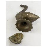 Vintage Brass Swan-Shaped Incense Holder