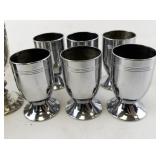 Vintage Metal Tableware Collection Teapot Goblets Chalice and Bowl