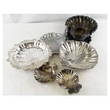 Collection of 6 Silverplate Shell-Shaped Serving Dishes with Ornate Detailing