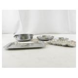 Set of 5 Vintage Hammered Aluminum Trays and Bowls Assorted Designs