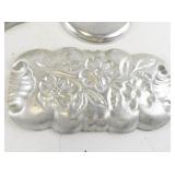 Set of 5 Vintage Hammered Aluminum Trays and Bowls Assorted Designs