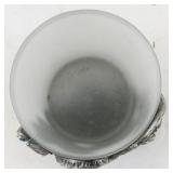 Wizard and Dragon Themed Frosted Glass Candle Holder with Metal Figurine Base