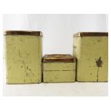 Set of 3 Lincoln BeautyWare Vintage Kitchen Canisters with Copper Lids