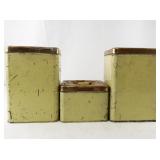 Set of 3 Lincoln BeautyWare Vintage Kitchen Canisters with Copper Lids