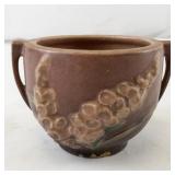 Roseville Pottery Pink Two-Handled Vase with Floral Relief #175A