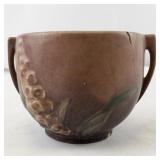 Roseville Pottery Pink Two-Handled Vase with Floral Relief #175A