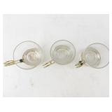 Set of 3 Vintage Glass Cups with Gold-Tone Greek Key Holders
