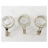 Set of 3 Vintage Glass Cups with Gold-Tone Greek Key Holders