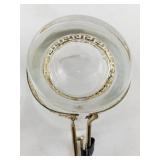 Set of 3 Vintage Glass Cups with Gold-Tone Greek Key Holders