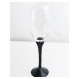 Set of 9 Wine Glasses with Grape Etching and Twisted Black Stems