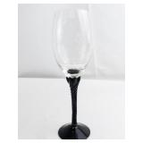 Set of 9 Wine Glasses with Grape Etching and Twisted Black Stems