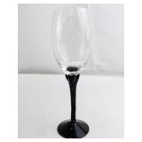 Set of 9 Wine Glasses with Grape Etching and Twisted Black Stems