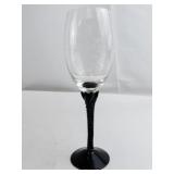 Set of 9 Wine Glasses with Grape Etching and Twisted Black Stems