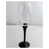 Set of 9 Wine Glasses with Grape Etching and Twisted Black Stems