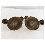 Pair of Antique Copper Double-Arm Candle Holders