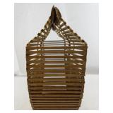 Wooden Bamboo Slat Handbag with Semi-Circle Design