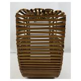 Wooden Bamboo Slat Handbag with Semi-Circle Design