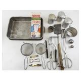 Vintage Kitchen Utensils and Bakeware Lot Including Carnival Straws