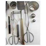 Vintage Kitchen Utensils and Bakeware Lot Including Carnival Straws