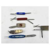 Collection of 6 Vintage Multi-Tool Pocket Knives and Promotional Knives