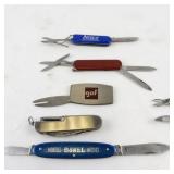 Collection of 6 Vintage Multi-Tool Pocket Knives and Promotional Knives