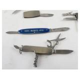 Collection of 6 Vintage Multi-Tool Pocket Knives and Promotional Knives