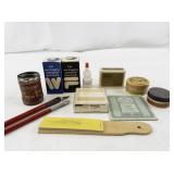 Vintage Drawing and Office Supplies Collection with Inks and Erasers